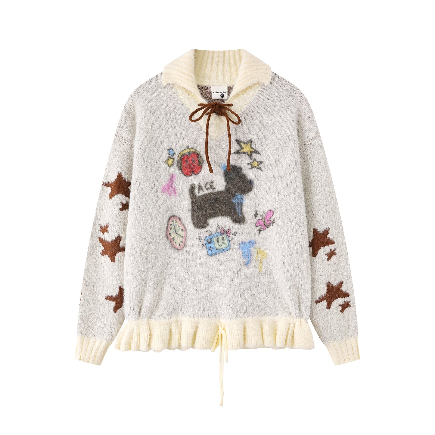 Cartoon puppy embroidered sweater